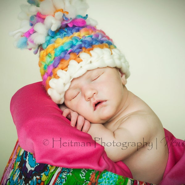 Newborn Pom Beanie in Magic Marker READY TO SHIP Hat