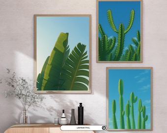 Arte mural de plantas / Arte mural de cactus / Cactus / Botánico / Arte mural de hojas / Juego de 6 impresiones digitales / Pósteres de plantas / Pósteres de cactus