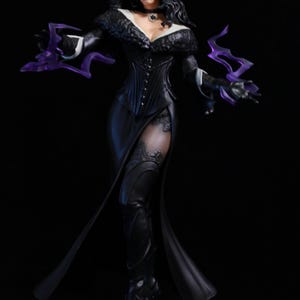 Raven haired sorceress - Hand Painted figurine - Dark enchantress with magical effects