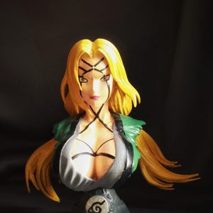 Kunoichi Bust Figurine - PLA Statue with Seal Markings