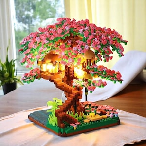 ミニ桜の木ブロックDIY - 桜ライトアップツリーハウス模型ギフト