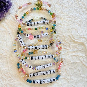 Beaded Word Bracelet – Personalized Crystal-Style Bead, Friendship Jewelry