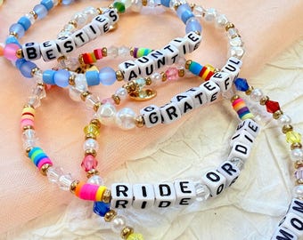 Custom Beaded Word Bracelet – Personalized Name, Friendship Gift