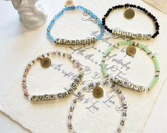 Crystal Beaded Word Bracelet • Personalized Name, Initials, or Message