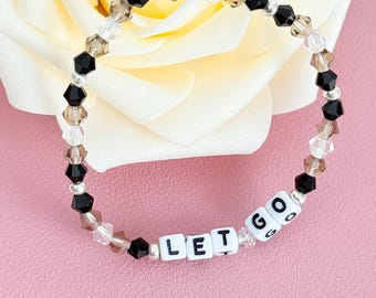 Personalized Crystal Beaded Word Bracelet, Stacking Name Jewelry