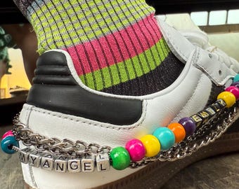 Beaded Sneaker Chain: Colorful Shoe Charm, Festival Anklet