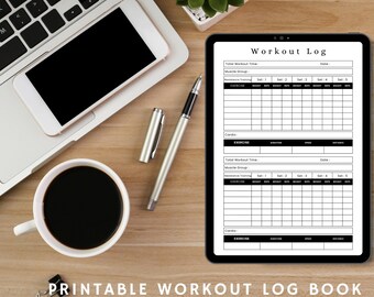 Workout Fitness Log Book Printable: Fitness Tracker, Exercise Journal (PDF)