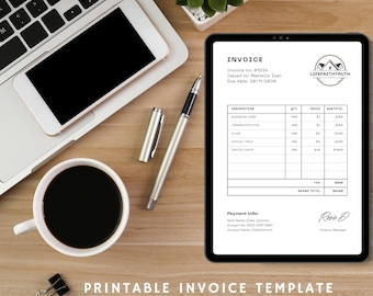 Minimalist Business Invoice Template Printable: Editable Client Billing Form (Digital Download)