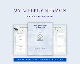 My Weekly Sermon Planner Printable-Sermon Scriptures with Notes, Prayer Request, and Prayer
