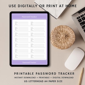 Password Manager Printable | Password Tracker | Printable Password Organizer | Password Tracker | Password Tracker Sheet | Instant Download