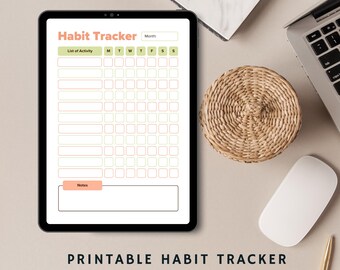 Tracker digitale delle abitudini stampabile: settimanale, mensile, annuale (stampa PDF)