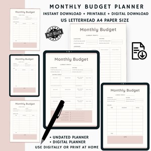 Budget Planner, Printable Personal Finance Binder Financial Monthly Weekly Budget Planner Bill Expense Debt Savings Spending Tracker