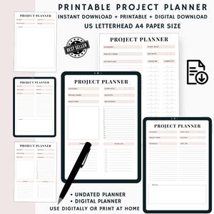 Printable Project Planner: Productivity & Task Management (Digital Download)