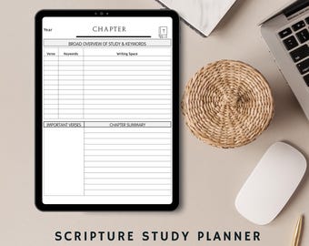 Plantilla imprimible para diario de estudio bíblico: Reflexión bíblica y oración (Descarga digital)