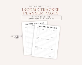 Income Tracker- Planner Printable PDF: Date, Source, Category (PDF Download)