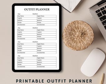 Agenda per la pianificazione degli outfit stampabile: elegante organizer per il guardaroba (download digitale)