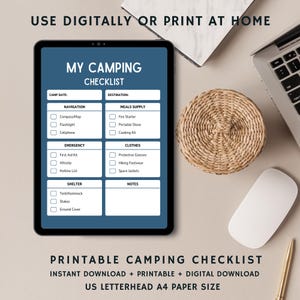 Druckbare Camping Checkliste, Camping Checkliste, Camping Planer, Sofortiger Download, Camping Ausrüstung Liste, Camping Essentials, Packliste