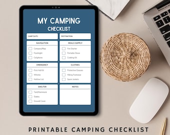 Camping Checklist Printable: Gear & Essentials Planner (Digital Download)