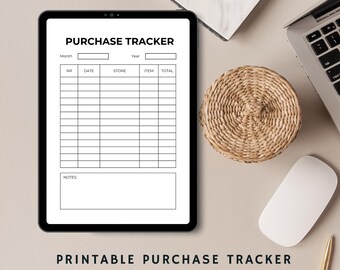 Purchase Tracker Printable: Monthly Expense Log (PDF Print)