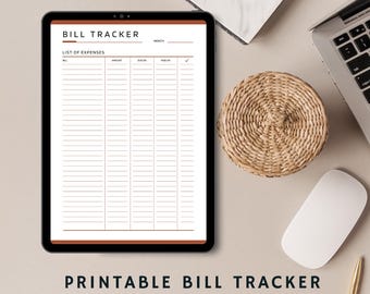 Digital Bill Tracker Printable: Monthly Budget Organizer (A4/Letter)
