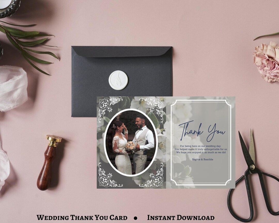 Editable Wedding Thank You Card Template (instant Download) - Etsy