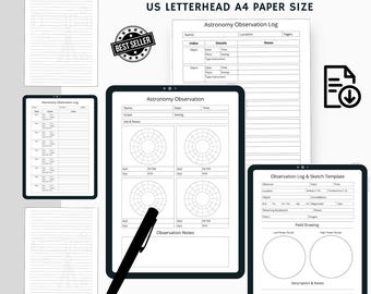 Astronomy Observation Printable Logbook (Digital Download)