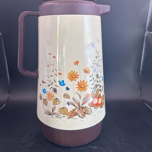 Phoenix Insulated Carafe - Coffee Tea Thermos Thermal Server - HARVEST - Retro Floral Design - Wildflower Pattern Carafe