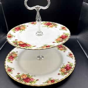 Royal Albert Old Country Roses 2-Tiered Tidbit Server