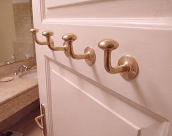 Massiver Messing Wandhaken | Unlackiertes Messing Kleiderhaken | Vintage Badezimmer Haken | Handtuch Haken | Kleiderhaken | Messing Wandbeschläge