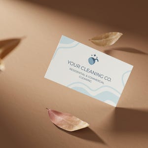 Minimalist Cleaning Service Blue Business Card template, Small Business Owners and House Keeping Businesses, business cards cleaning company