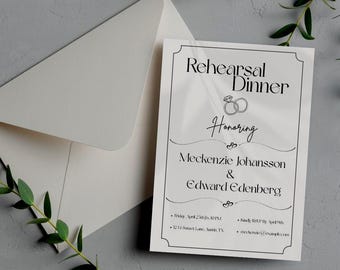 Modern Rehearsal Dinner Invitation Template: Editable Floral Card (Digital Download)