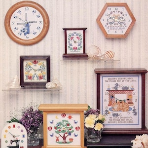 Vintage Kreuzstich-Designs für Uhren, PDF-Sofort-Download