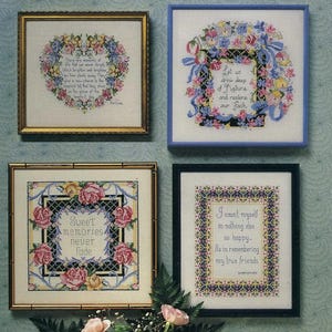 Vintage cross stitch patterns Sentiments, PDF Instant Download