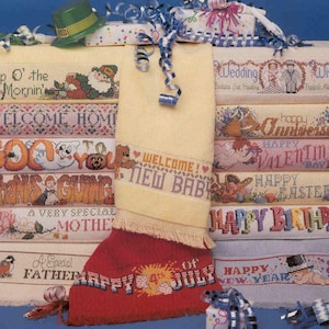 Toallas vintage de punto de cruz para ocasiones especiales (descarga instantánea en PDF)