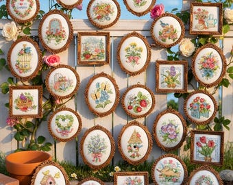 Cross Stitch Pattern Set "Mini Garden Designs" – Floral & Cottage Collection, PDF Instant Download