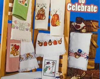 Vintage cross stitch patterns Towels to celebrate , cross stitch border for towels , PDF Instant Download