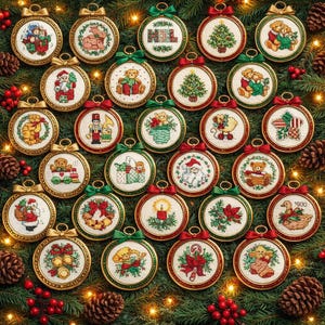 Vintage-Weihnachtsschmuck-Kollektion (Kreuzstich), PDF-Sofortdownload