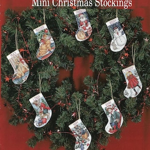 Vintage Cross Stitch Designs Mini Christmas Stockings, PDF Instant Download