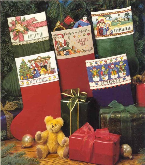 Vintage Cross Stitch patterns CHRISTMAS STOCKINGS , PDF Instant Download