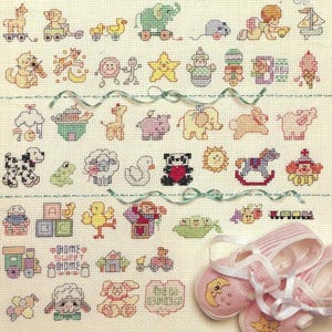 Vintage cross stitch patterns 101 Itty-Bitty Baby Designs, PDF Instant Download
