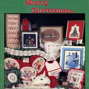 Vintage Merry Christmas Cross Stitch Pattern, Instant Download PDF