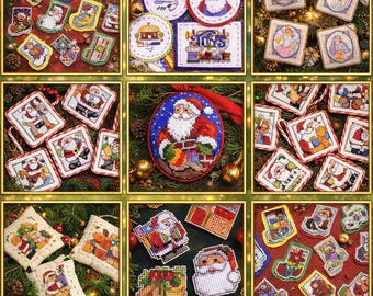Vintage Cross Stitch Pattern Set "Christmas Mini Ornaments" – Santa & Holiday Designs , PDF Instant Download