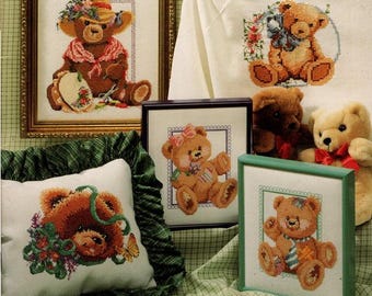 Vintage cross stitch patterns Teddy Bears, PDF Instant Download
