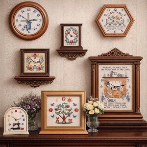 Vintage Style Embroidered Clocks – Unique Cross Stitch Home Decor Collection, PDF Instant Download