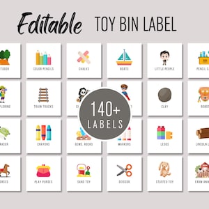 Editable Toy Bin Labels: Montessori Classroom Organization (Digital Download, 4x4 Inches)