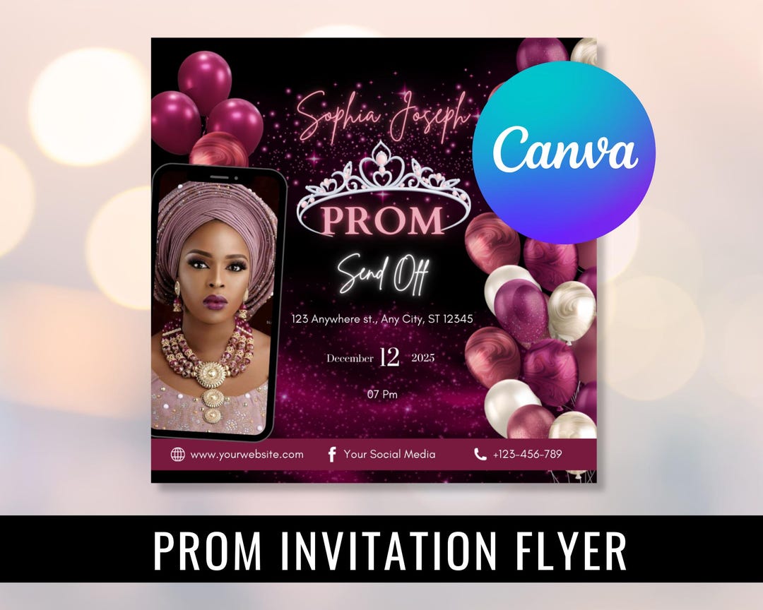 Editable Prom Invitation, Prom Send off Flyer, Prom Invitation Flyer ...