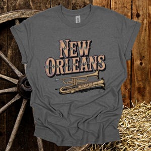 Vintage New Orleans Jazz T-Shirt: Trumpet Graphic Tee, Louisiana Souvenir