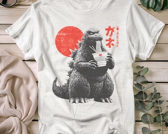 Funny Godzilla Ramen T-Shirt, Japanese Food Lover Gift