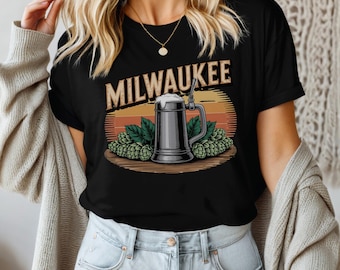 Camiseta vintage de jarra de cerveza Milwaukee: camiseta con gráfico de cervecería