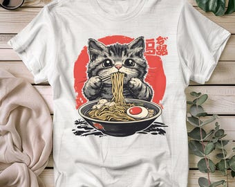 Maglietta Kawaii Cat Ramen / Maglietta grafica anime giapponese